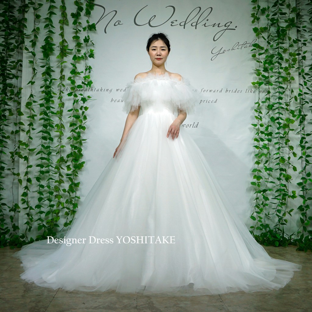 オフショルダーAラインウェディングドレス ウェディングドレス プリンセスドレス Aライン オフショルダー 折り返しデザイン サテン 光沢感 シンプル  美しい ホワイトドレス ワンピース 花嫁 結婚式 二次会 披露宴 前撮り 後撮り 撮影用 フォトウェディング 小さいサイズ ..., image size:1024x1024