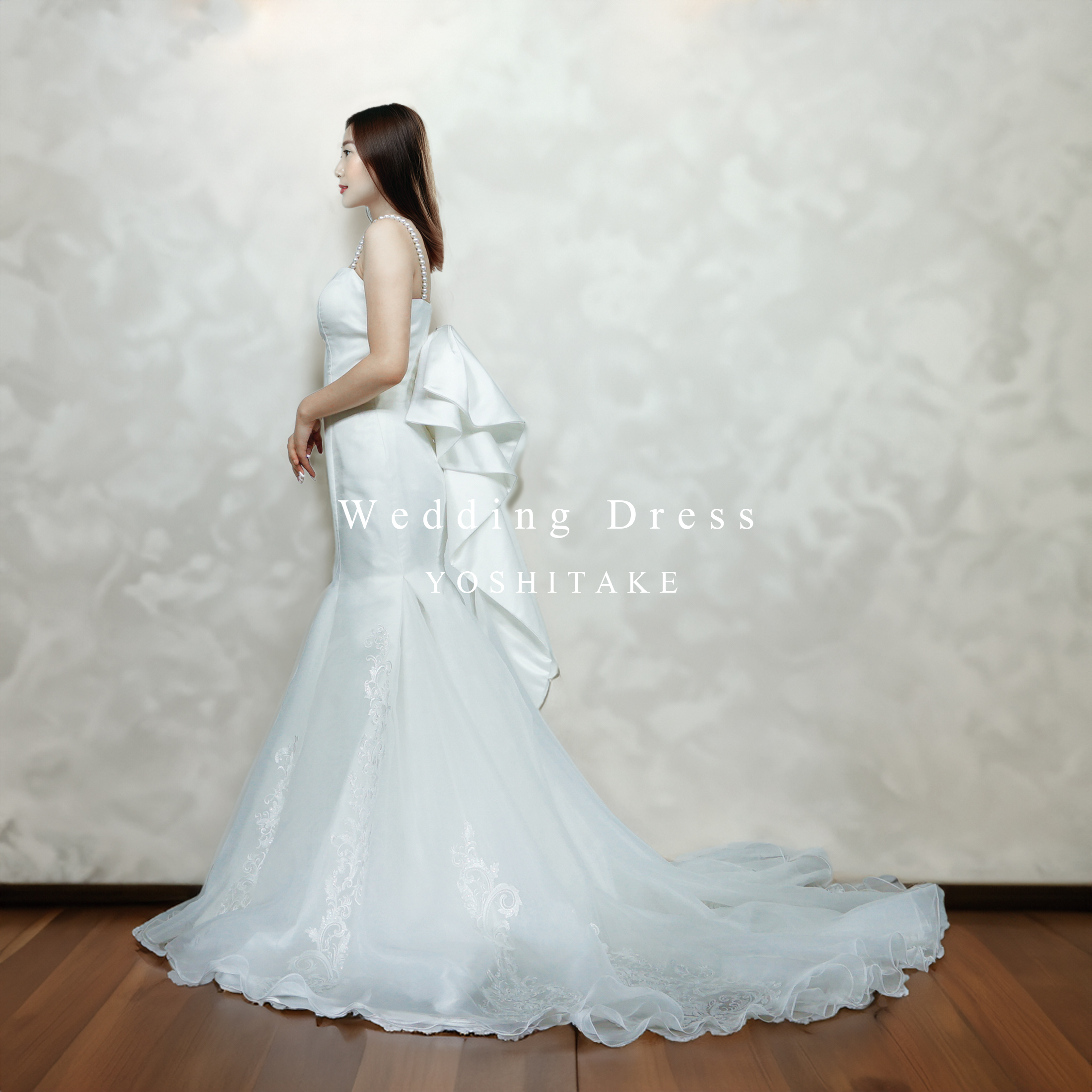 マーメイドウェディングドレス ウエディングドレス.白.マーメイドドレス.レース.パールストラップ