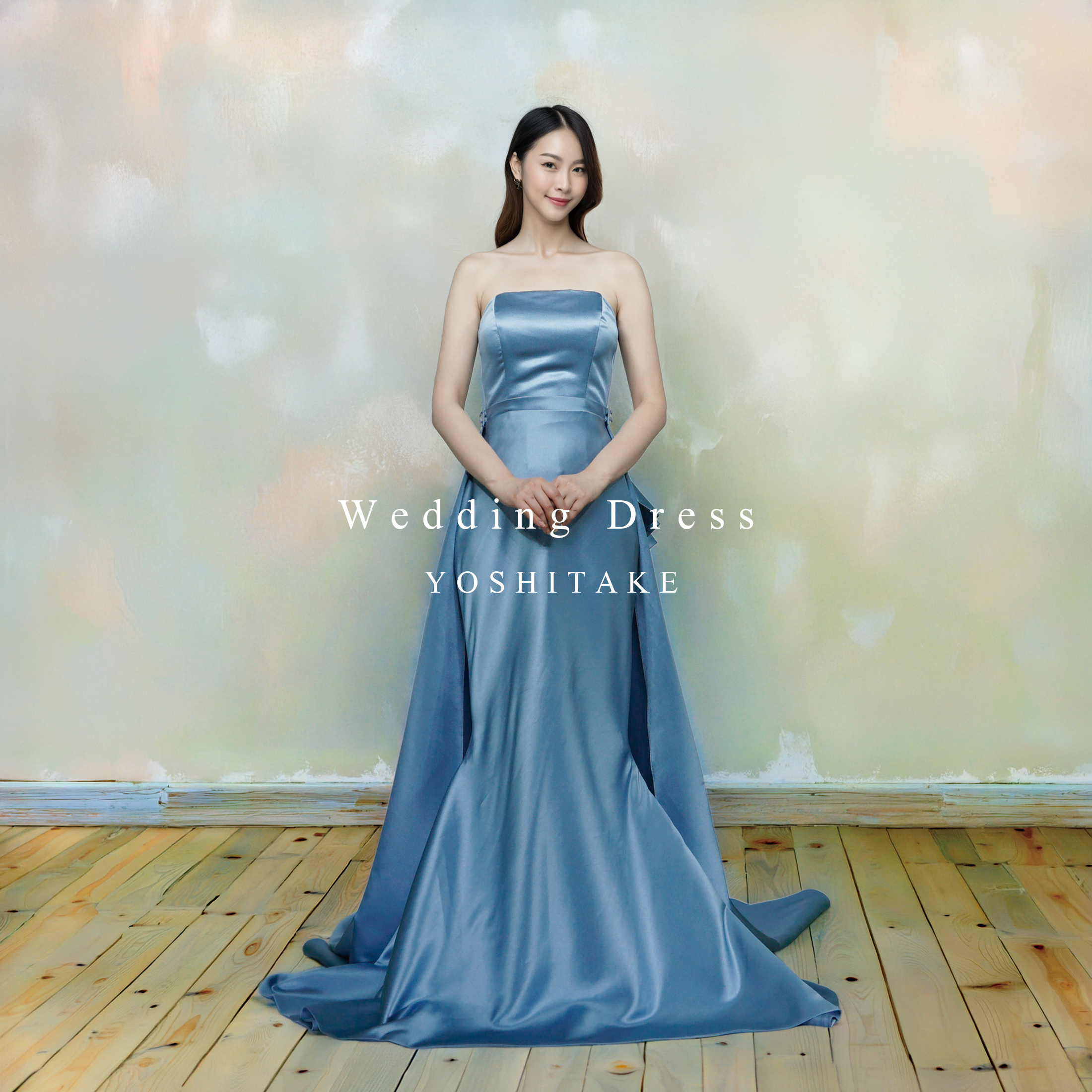 ウエディングドレス.ブルー.カラードレス.マーメイドドレス.リボン